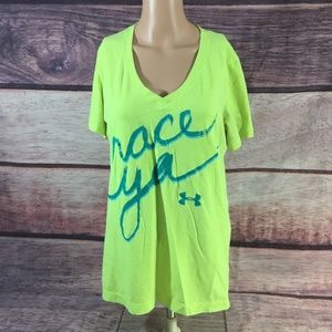 Under Armour Shirt Women M Yellow Short Sleeve